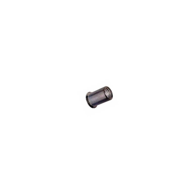 Cylindrical threaded insert, open end, countersunk head in steel zinc plated